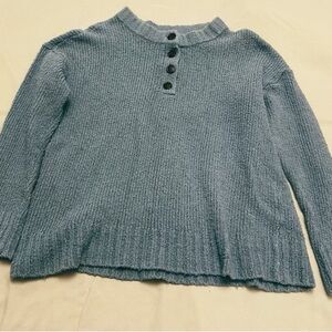 American Eagle Outfitters Heather Blue Button-Up Sweater